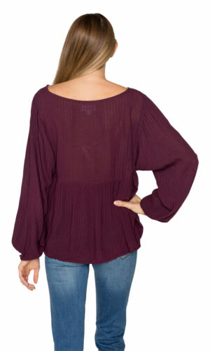 Velvet by Graham & Spencer Misty Crinkle Gauze Peasant Blouse - Picture 2 of 5