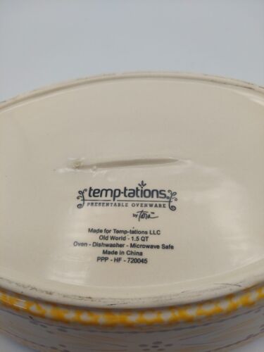 Temp-Tations Ovenware Old World Yellow Cow 1.5 Quart Baking Dish - Picture 4 of 4