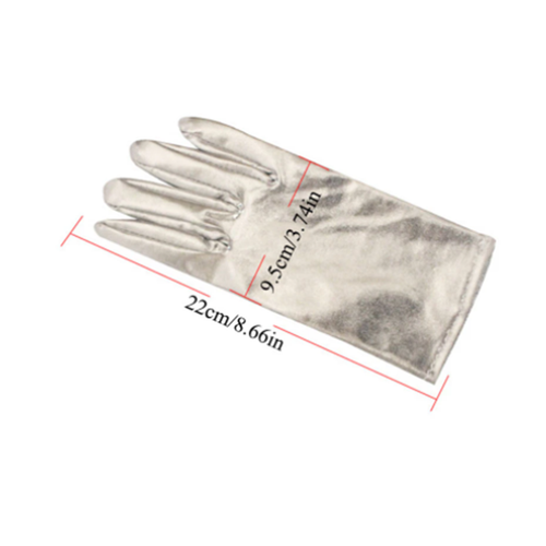 Damen kurze Metallic glänzende Handschuhe Cosplay Halloween Tanz Fingerhandschuhe - Bild 3 von 24