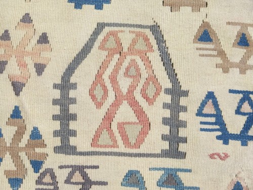 Turkish Rugs, Handmade Wool Kilim, Floor Carpet, Boho Rug, Bedroom Kelim 41"x69" - Picture 13 of 24