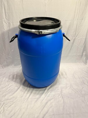 #ad 22 Gallon Once Used Food Grade Blue Plastic Barrel with handles $44.00