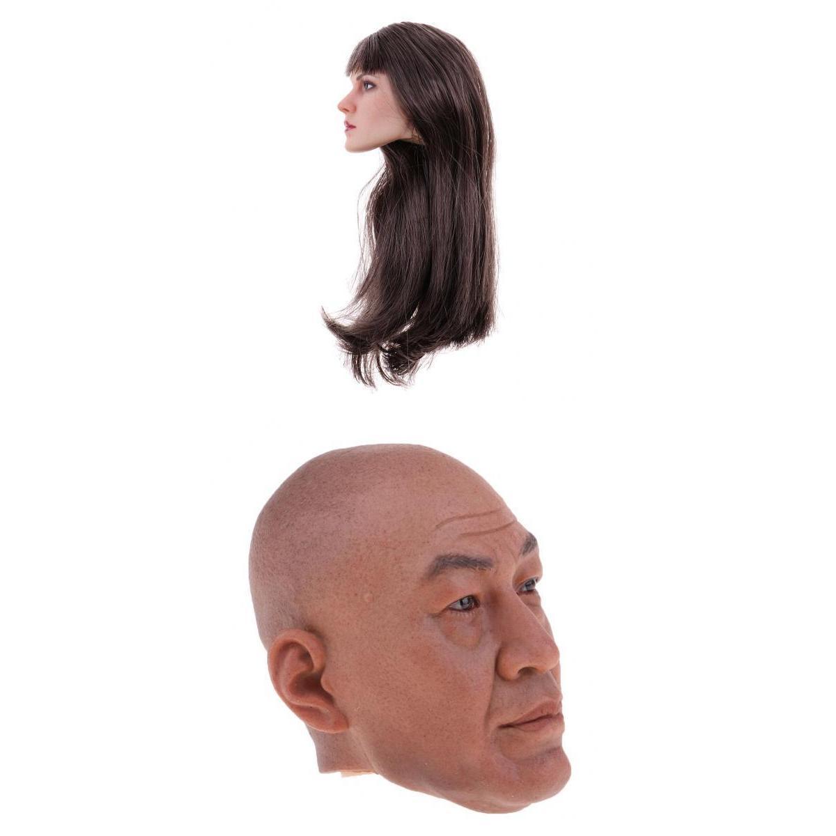 2pcs 1 6 Male Head Model & Female Head Sculpture for 12'' Phicen Kumik Doll 2pcs 1 6 Male Head Model & Female Head Sculpture for 12'' Phicen Kumik Doll