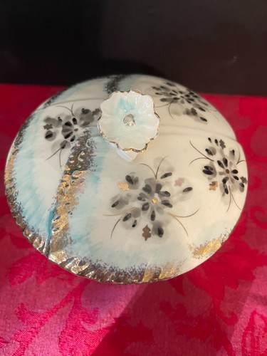 Vintage 50er Jahre Porzellan bedeckt Schmuck Bonboniere Made in Japan handbemalt - Bild 4 von 10