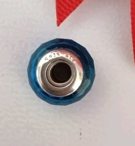 Pandora Fascinating Aqua Blue Faceted Murano Glass Silver Bead Charm - Picture 5 of 6