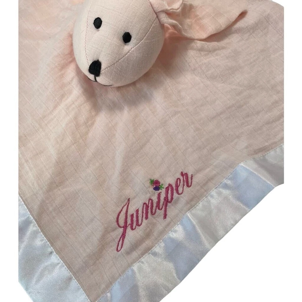 Manta de seguridad Aden + Anais bebé niña rosa Lovey conejito conejo enebro 16"x15" Foto 3 de 4