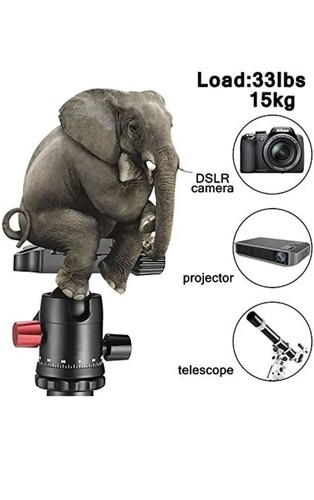 ZIKZOK Professional 62" DSLR Tripod Camera Tripods with Phone Holder for Travel, - Picture 2 of 4