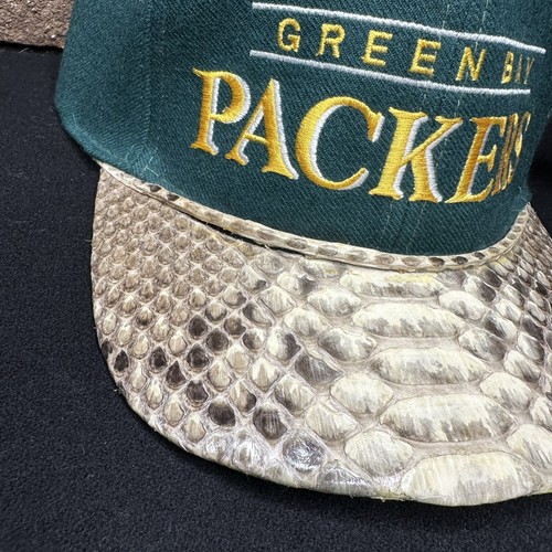 90s "Buck 50" Starter Hat Green Bay Packers Snakeskin Strapback Wool NEW W/ TAGS - Picture 2 of 17