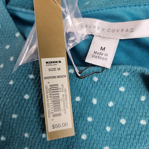 LC Lauren Conrad Womens Dress Sz Medium Polka Dot Crossover Back Scoop Neck - Picture 7 of 7