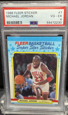 1988 FLEER STICKER  MICHAEL JORDAN   #7    PSA 4