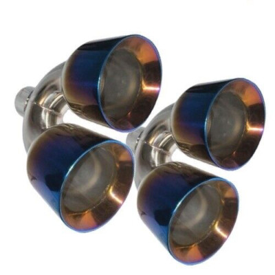 BLUE FLAME DUAL EXHAUST TIP 4'' QUAD OUT DOUBLE WALL 2.5'' IN STAGGERED L+R PAIR