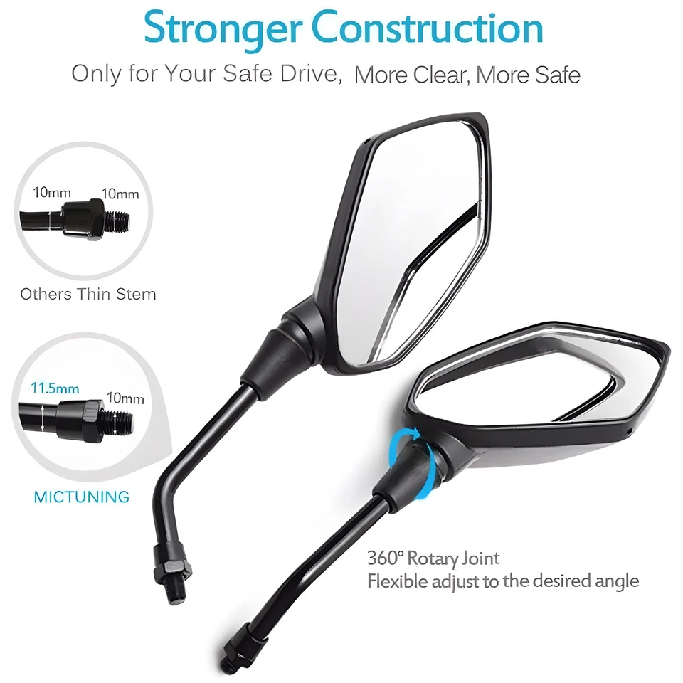 Motorcycle Rear View Side Mirrors For 1978-2005 2004 2003 2002 Kawasaki KLR 250 Foto 4 de 4