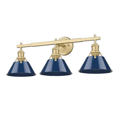 Golden Lighting Orwell 27.25 in. 3-Light Brushed Champagne Bronze and Matte Navy - Picture 2 of 4