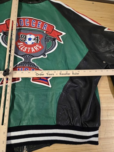 Vintage Michael Hoban 1994 USA Soccer Futbol Football Leather Jacket 2XL - Picture 15 of 16