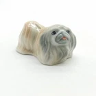 Grey Pekingese Dog Ceramic Animal Figurine Statue