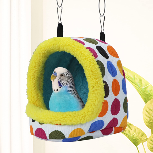 Bird Hanging Hammock Winter Warm Parrot Nest House Bed Plush Snuggle Pet Cave Ha - Picture 4 of 12