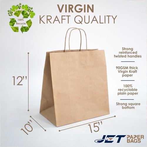 Brown Kraft Cargo Shopping Bag 15x10x12H - Twisted Handles - Eco-Friendly - Picture 6 of 16