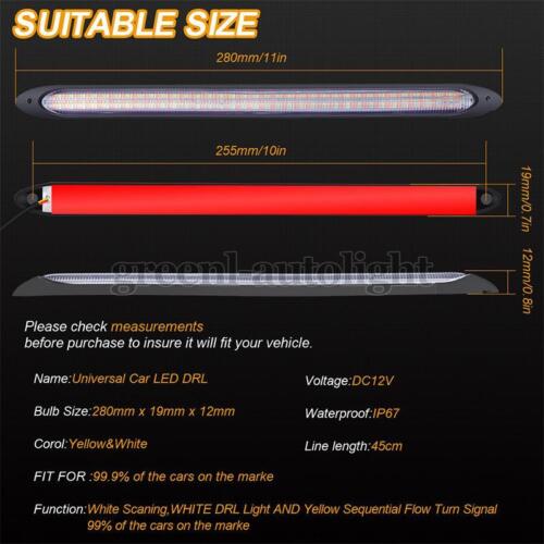 2X Tira de LED para automóvil Luz de funcionamiento diurno Blanca Amarilla Señal de giro Secuencial - Imagen 5 de 10