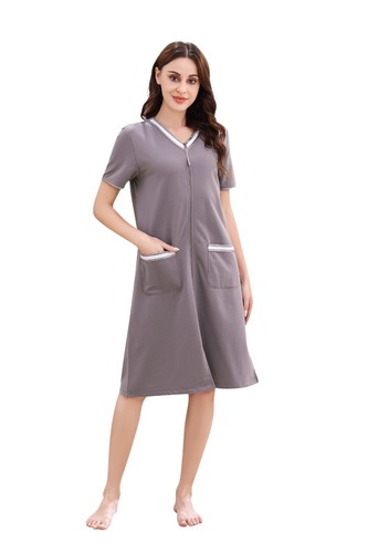 RH Women Zipper Robe Lounge Short Sleeve Sleepwear Housecoat Bathrobe RHW2898 - Picture 39 of 55