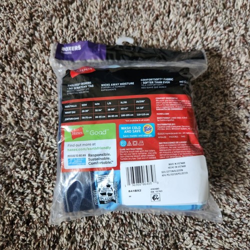 Hanes Herren Boxershorts ohne Etikett 2er Pack - Wählen Sie Ihre Größe S - 2XL - Brandneu - Bild 7 von 17