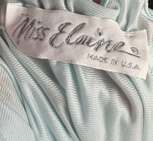 Vintage Miss Elaine 1960er Medium eisblau Peignoir Morgenmantel Kleid Set Spitzenborte Union Etikett - Bild 6 von 8