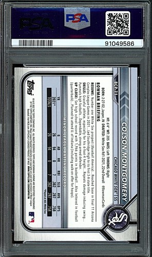 2022 Bowman Chrome #BCP71 Colson Montgomery Atomic Refractor Rookie PSA 9 - Picture 2 of 2