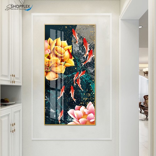 Fish Flower Crystal Porcelain 5D diamonds Quality Print Framed Wall Art Painting - Picture 2 of 5