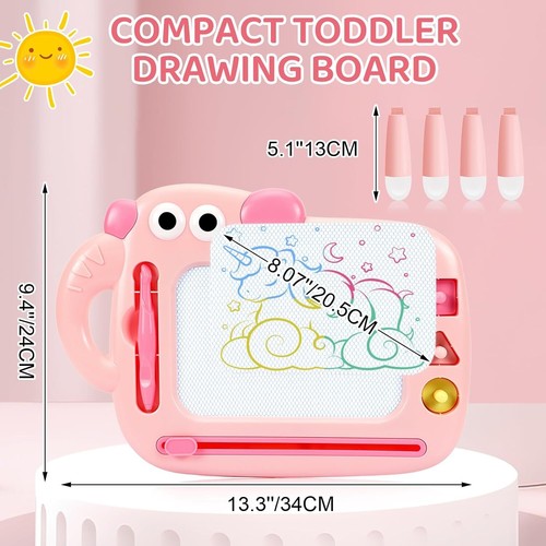 Toddler Girl Toys Age 1-2, Magnetic Drawing Board, Magna Board Doodle (Pink) - Picture 5 of 6