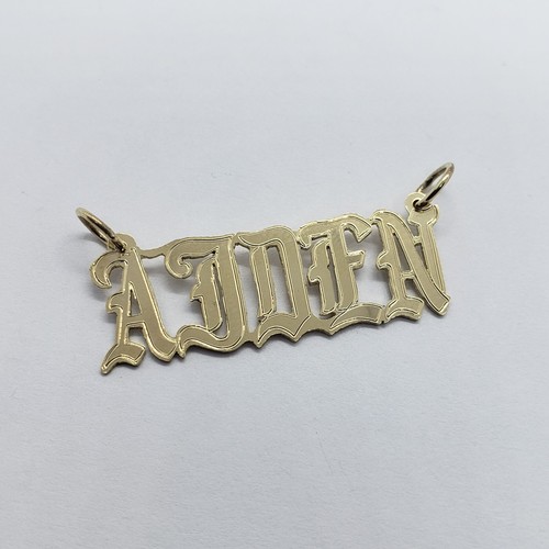 10K massiver Gelbgold handgefertigter personalisierter individueller Name Anhänger alt englisch - Bild 10 von 15