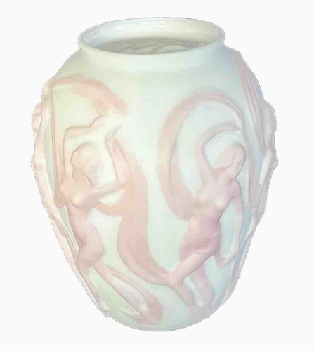 ANTIQUE-PHOENIX/CONSOLIDATED ART GLASS Nudes Large Dancing Girls Vase Circa 1938 - Picture 3 of 19