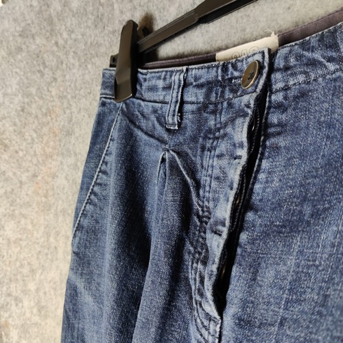 Toast Skirt Size UK 10 W28 Blue Denim A Line Indigo Pleated Utility Pockets OAS - Picture 7 of 12