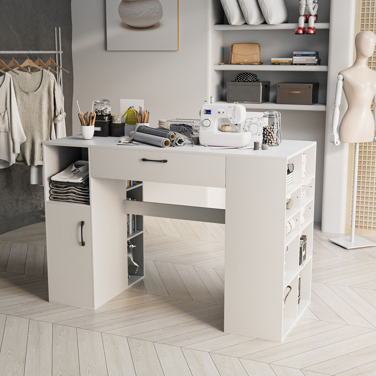 Counter Height Sewing Craft Table Computer Desk w Adjustable
