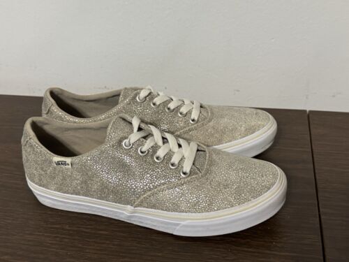 Vans Damen 8 Gold Glitzer Sneaker Glitzer Flats Schnürer - Bild 3 von 10