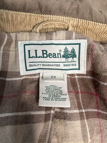 LL Bean Women’s Field Coat Jacket Dark Tan Corduroy w/Suede Collar & Cuffs Sz 2X - Picture 11 of 12