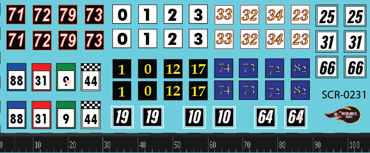 Simple Number 36 Racing Square 1/64 'Random Square Racing Numbers' Decal SCR-0231 | eBay