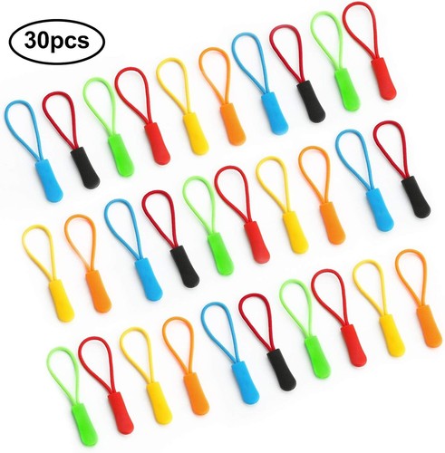 Set of 30 Zip Pull Zipper Puller Cord Slider Fastener Jacket Bag Backpack - Picture 6 of 8