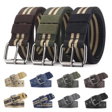 Alloy Pin Buckle Waist Strap Solid Color Striped Canvas Belt DIY Simple Thicken