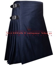 Scottish Handmade Traditional Black Wool 8 yard Kilt 16Oz 100 Wool Kilt For Men