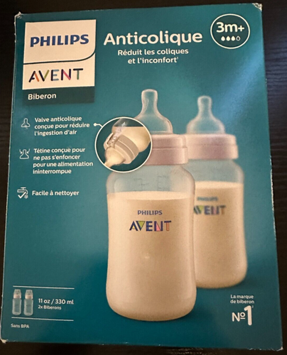PHILIPS AVENT ANTI-COLIC BABY BOTTLES 11OZ AND MEDIUM FLOW NIPPLES - 2 PACK - Picture 4 of 4