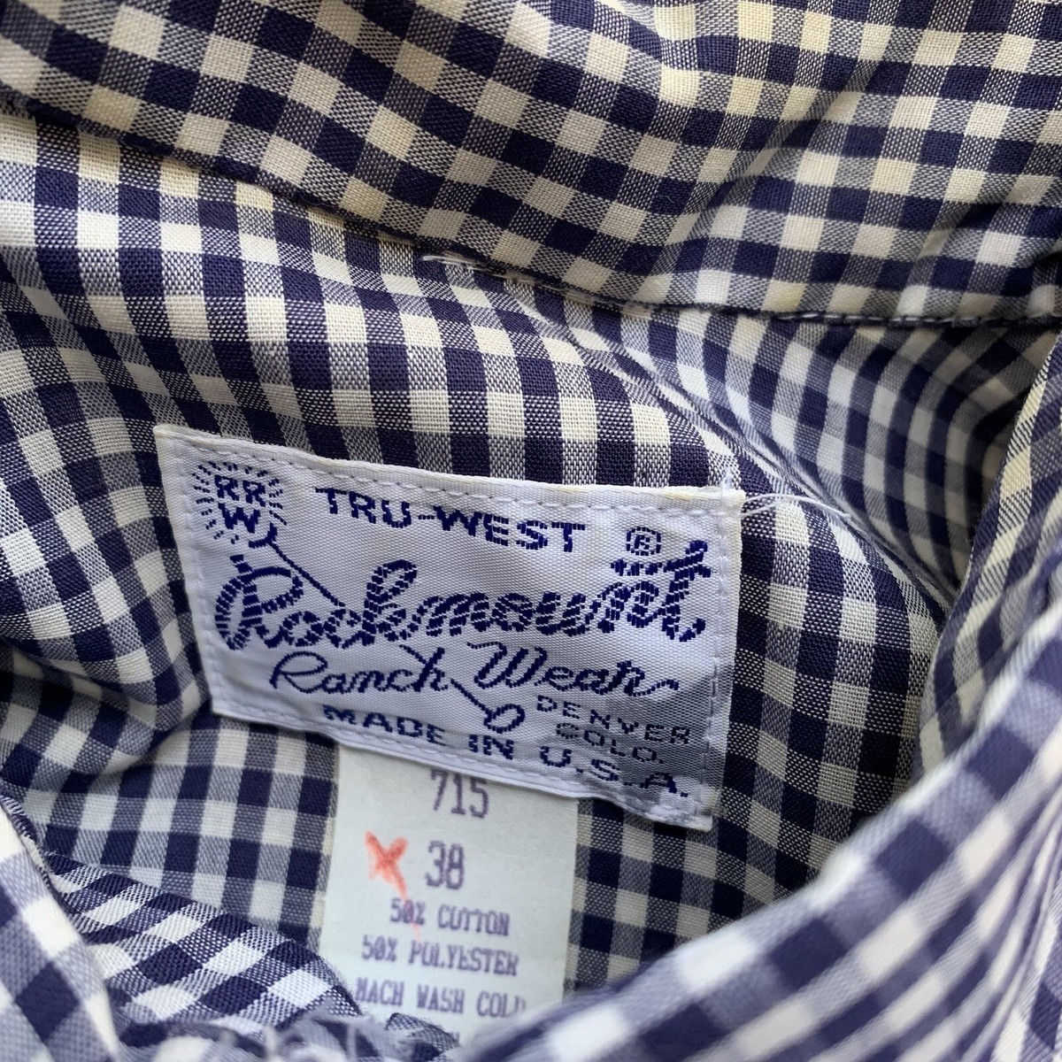 Vintage Tru West Rockmount Ranch Wear Womens 38 Check Western