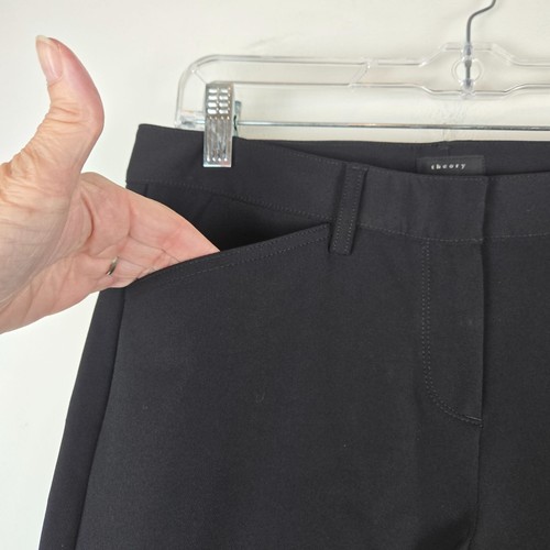 Theory Dress Pants Womens 8 black nylon stretch Classic Slim leg Quiet Luxury - Picture 11 of 12