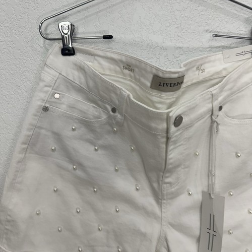 Neu Liverpool Damen-Sommershorts weiß Kunstperlen Bündchen Größe 10 Freizeit 98 $ - Bild 11 von 23