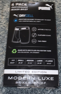 NWT PUMA 4pk Of Performance Boxer Briefs Modern Luxe Underwear. Sz Large |  eBay