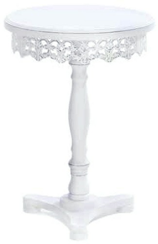 21" GESCHNITZTER SHABBY CHIC WEISSKIEFERNHOLZ SCHNÖRKEL SOCKEL BEISTELL AKZENT TISCH ** NEU IM KARTON - Bild 4 von 12