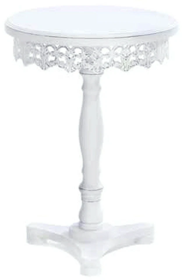 21" TALLADO SHABBY CHIC MADERA DE PINO BLANCO FLORECER PEDESTAL MESA DE ACENTO FINAL ** NUEVO EN CAJA Foto 4 de 4