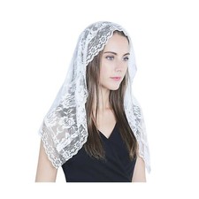 White Veil Head Lace Mantilla Catholic Church Chapel Covering Latin Mass White