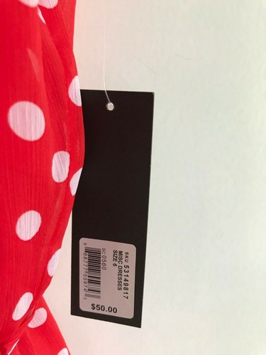 Abito donna GNW nuovo taglia 6 rosso con pois bianchi arricciato cravatta vita retrò - Foto 8 di 9