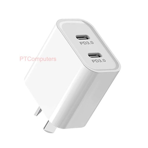 Dual Type-C Wall Power Adapter 40W Fast Charger For iPhone 15 14 13 pro Samsung - Picture 3 of 17