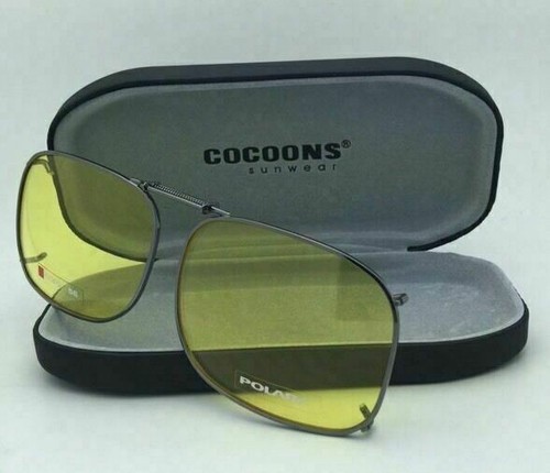 Nuevas gafas de sol/anteojos amarillos COCOONS sobre Rx con clip marco de metal SQR 2-56 - Imagen 5 de 10