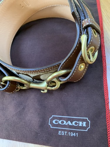 Cintura originale Coach punta di cavallo in pelle e jacquard - Foto 3 di 12