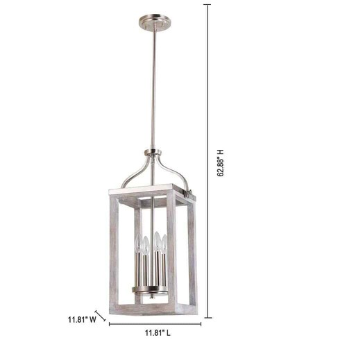 Eglo Westbury 4-Light Brushed Nickel with Painted Grey Driftwood Pendant 203297A - Picture 2 of 2